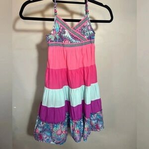 Monsoon dress multicolored tiered spaghetti strap dress size 9/10 yr